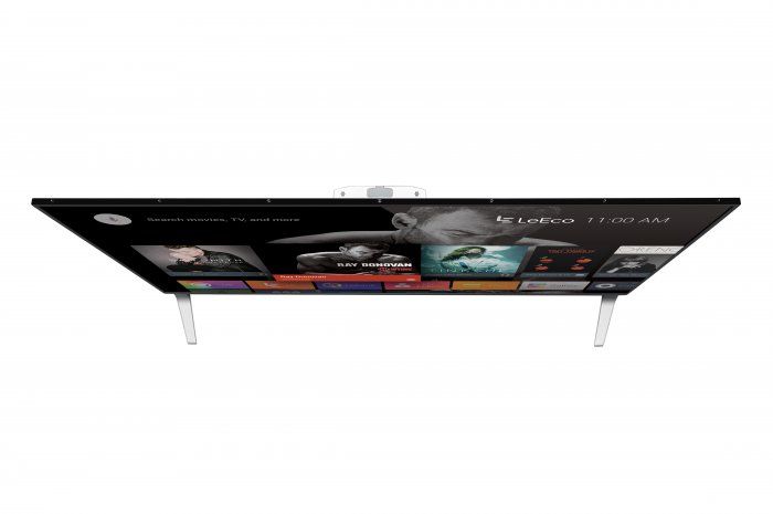 LeEco Super4 X43 Pro 4K Ultra HD TV viewed from the top, angled to see to screen.